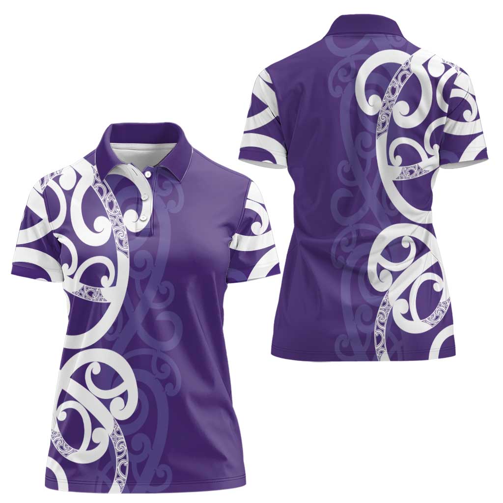 Violet Green Maori Women Polo Shirt Koru Kowhaiwhai - Aussie Hoodie