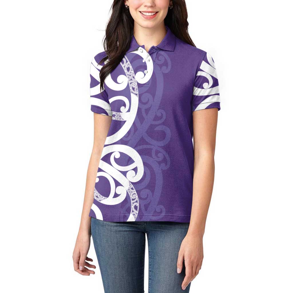Violet Green Maori Women Polo Shirt Koru Kowhaiwhai - Aussie Hoodie