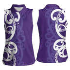 Violet Green Maori Women Sleeveless Polo Shirt Koru Kowhaiwhai - Aussie Hoodie