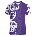 Violet Green Maori Women V-Neck T-Shirt Koru Kowhaiwhai - Aussie Hoodie