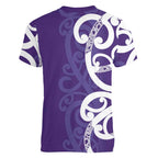 Violet Green Maori Women V-Neck T-Shirt Koru Kowhaiwhai - Aussie Hoodie
