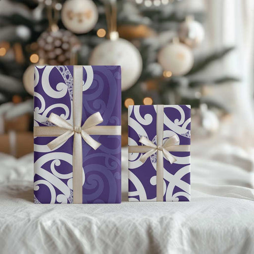 Violet Green Maori Wrapping Paper Koru Kowhaiwhai