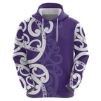 Violet Green Maori Zip Hoodie Koru Kowhaiwhai - Aussie Hoodie