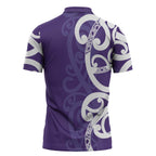 Violet Green Maori Zipper Polo Shirt Koru Kowhaiwhai - Aussie Hoodie