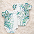 Paua Shell Maori Baby Onesie Koru Kowhaiwhai