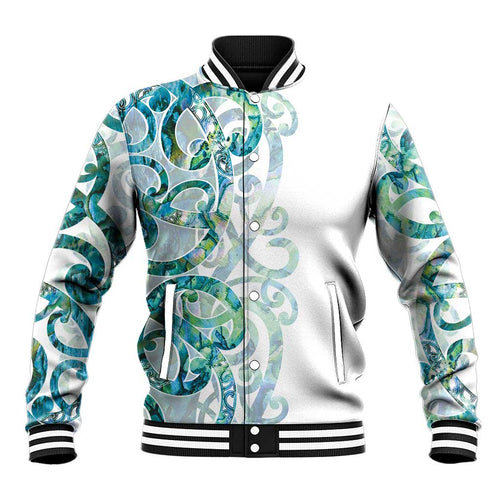 Paua Shell Maori Baseball Jacket Koru Kowhaiwhai - Aussie Hoodie