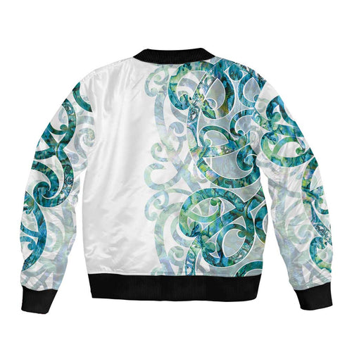 Paua Shell Maori Bomber Jacket Koru Kowhaiwhai - Aussie Hoodie