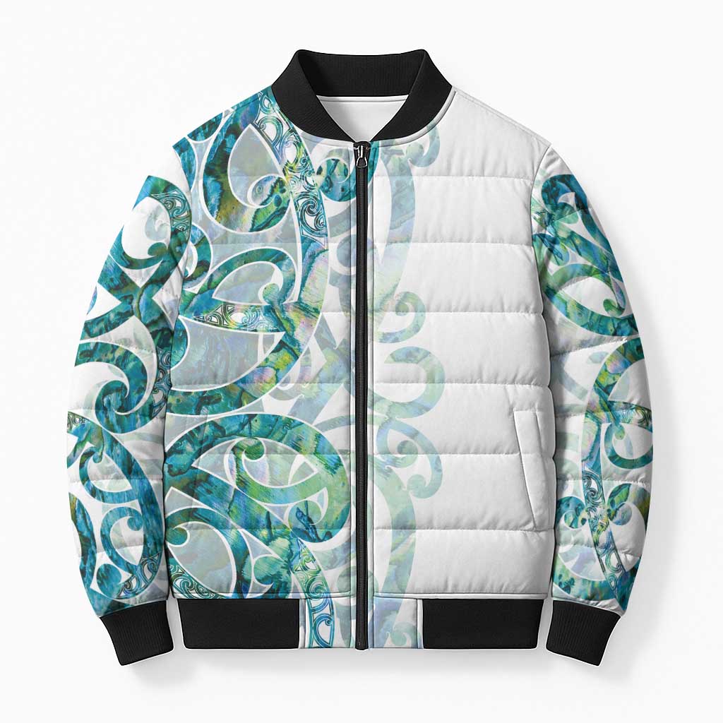 Paua Shell Maori Bomber Puffer Jacket Koru Kowhaiwhai - Aussie Hoodie