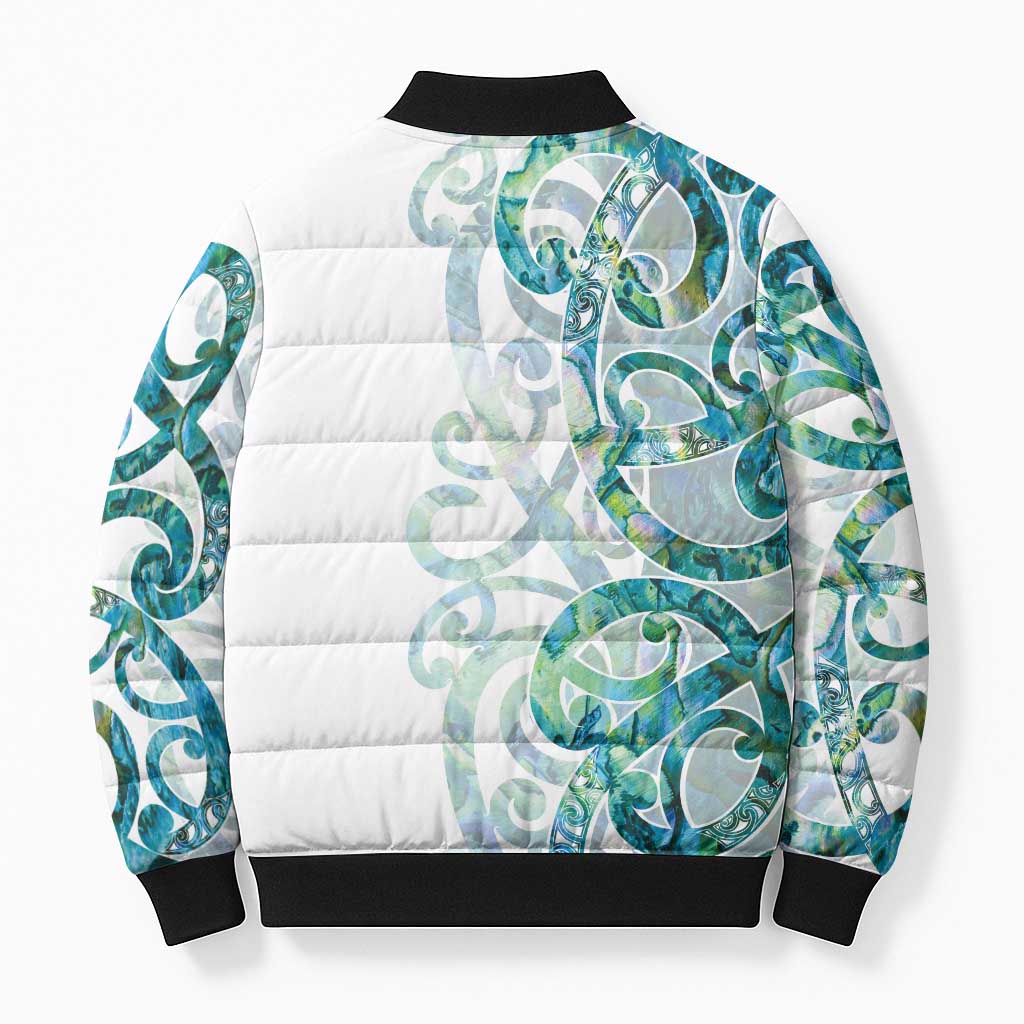 Paua Shell Maori Bomber Puffer Jacket Koru Kowhaiwhai - Aussie Hoodie