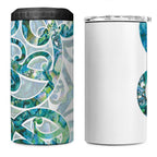 Paua Shell Maori 4 in 1 Can Cooler Tumbler Koru Kowhaiwhai - Aussie Hoodie