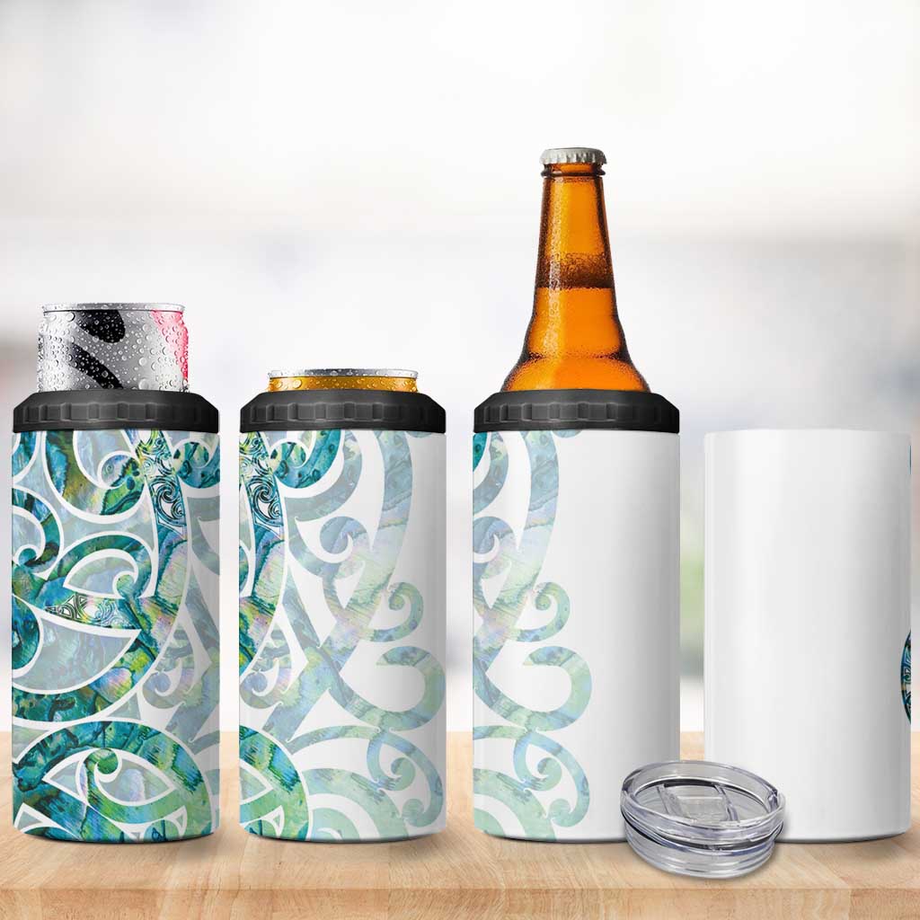 Paua Shell Maori 4 in 1 Can Cooler Tumbler Koru Kowhaiwhai - Aussie Hoodie