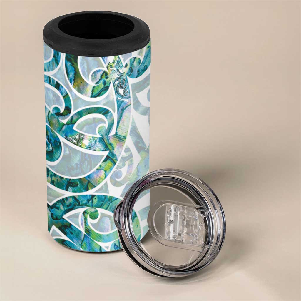 Paua Shell Maori 4 in 1 Can Cooler Tumbler Koru Kowhaiwhai - Aussie Hoodie