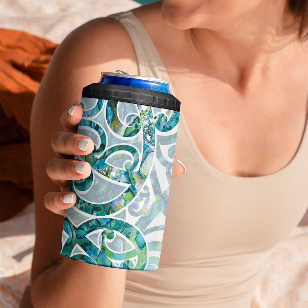 Paua Shell Maori 4 in 1 Can Cooler Tumbler Koru Kowhaiwhai - Aussie Hoodie