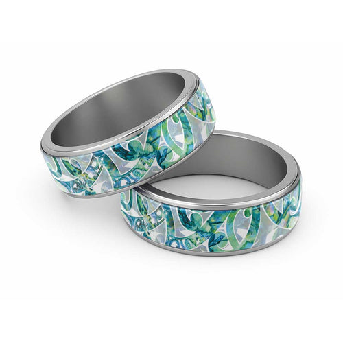 Paua Shell Maori Classic Ring Koru Kowhaiwhai