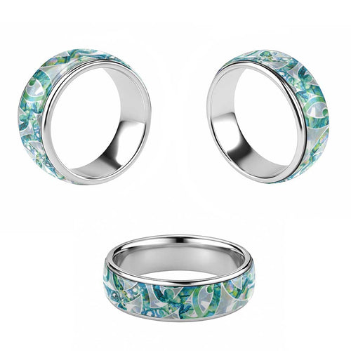 Paua Shell Maori Classic Ring Koru Kowhaiwhai
