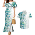 Paua Shell Maori Couples Matching Mermaid Dress and Hawaiian Shirt Koru Kowhaiwhai - Aussie Hoodie