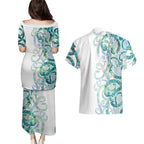 Paua Shell Maori Couples Matching Puletasi and Hawaiian Shirt Koru Kowhaiwhai - Aussie Hoodie