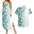 Paua Shell Maori Couples Matching Summer Maxi Dress and Hawaiian Shirt Koru Kowhaiwhai - Aussie Hoodie