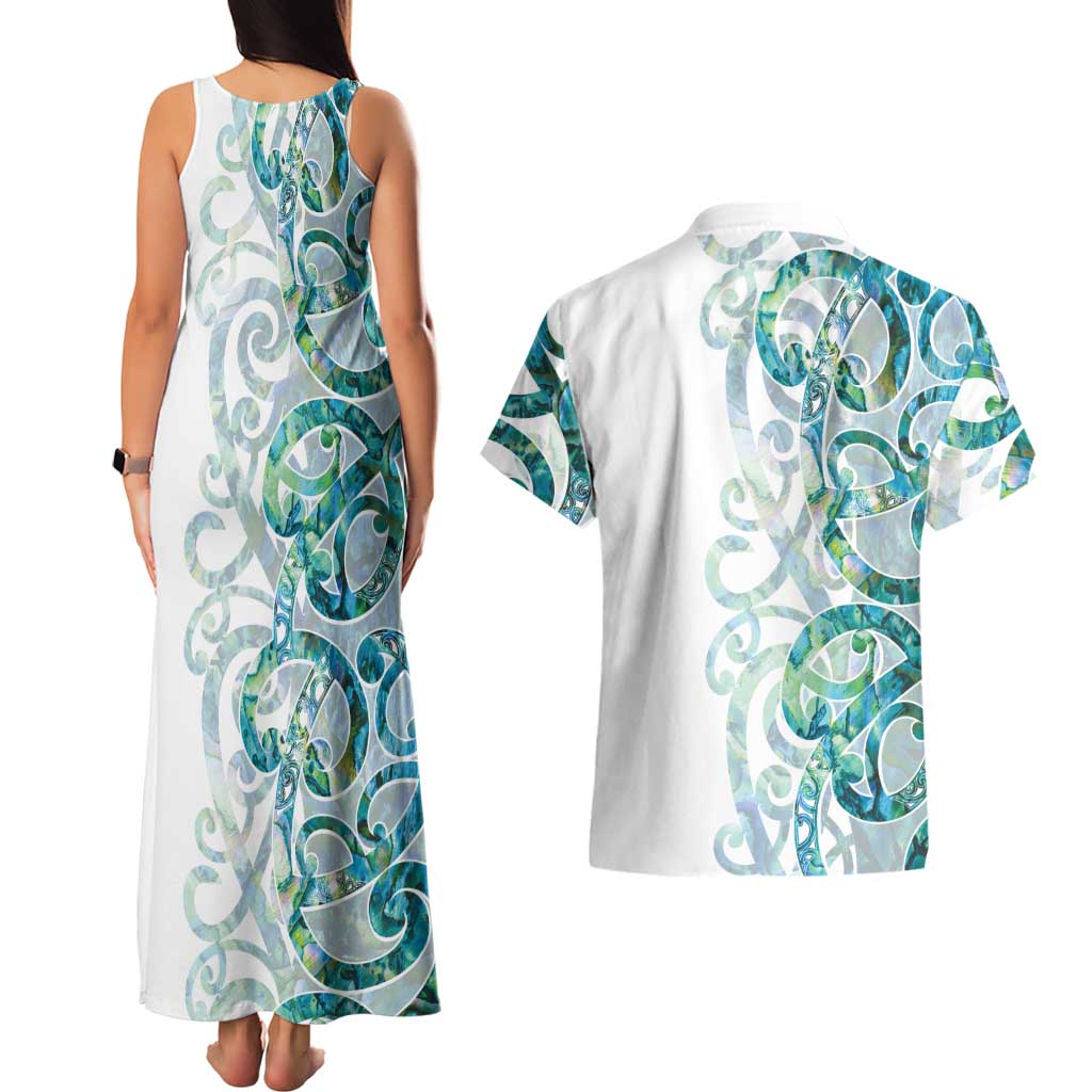 Paua Shell Maori Couples Matching Tank Maxi Dress and Hawaiian Shirt Koru Kowhaiwhai - Aussie Hoodie