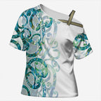 Paua Shell Maori Cross Shoulder Shirt Koru Kowhaiwhai - Aussie Hoodie