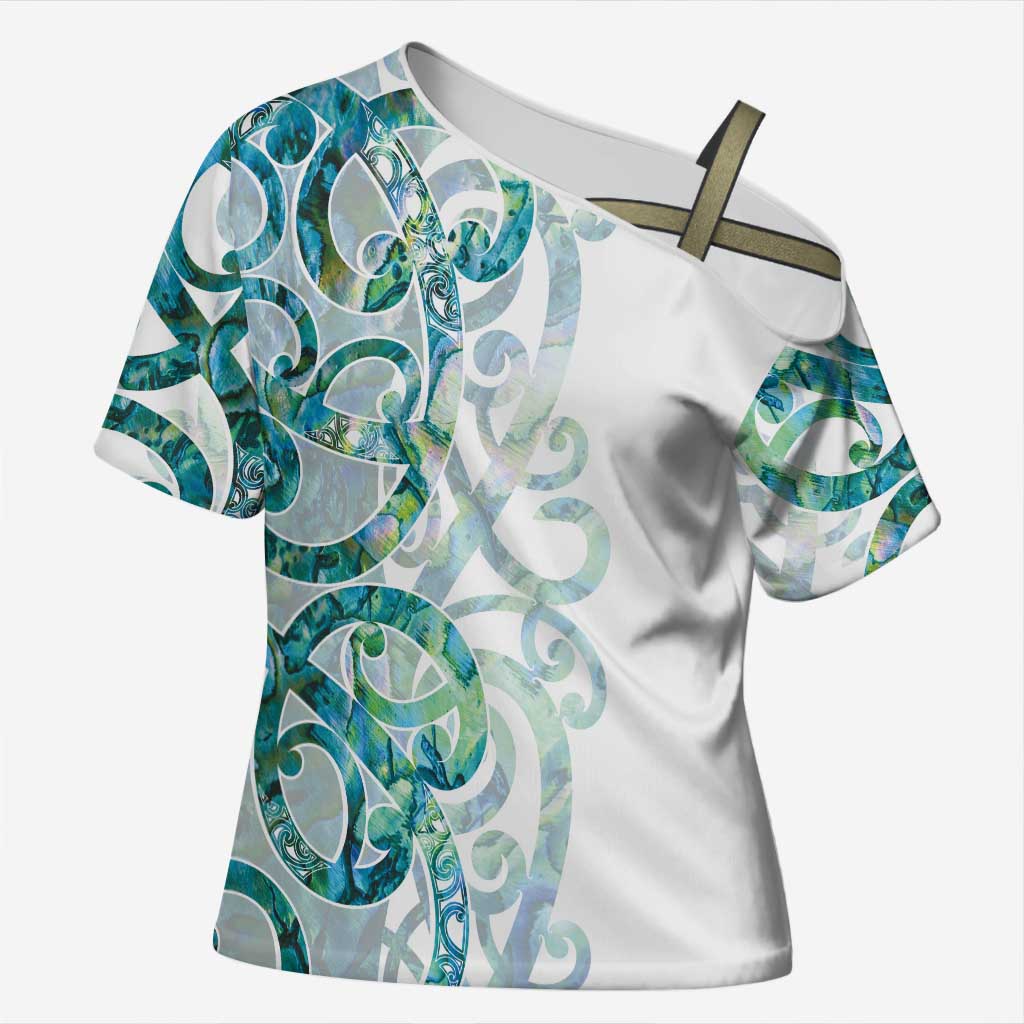 Paua Shell Maori Cross Shoulder Shirt Koru Kowhaiwhai - Aussie Hoodie