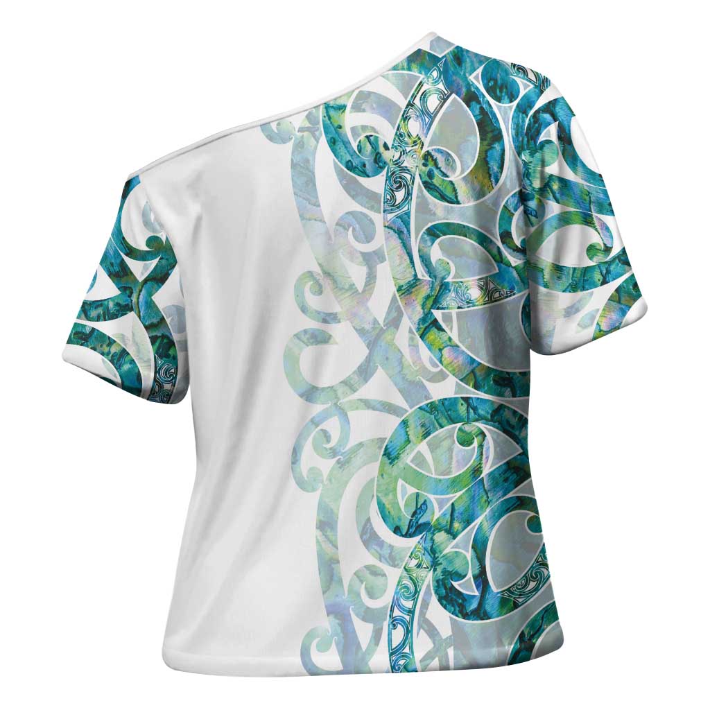 Paua Shell Maori Cross Shoulder Shirt Koru Kowhaiwhai - Aussie Hoodie