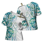 Paua Shell Maori Cross Shoulder Shirt Koru Kowhaiwhai - Aussie Hoodie