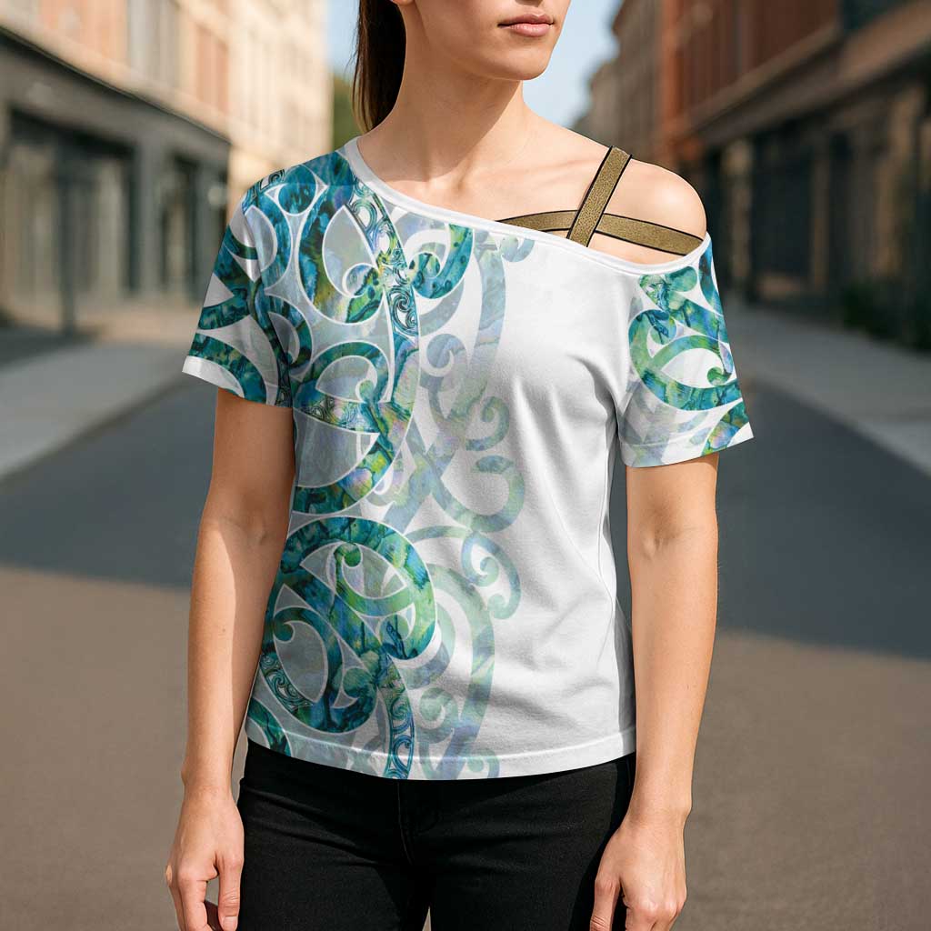Paua Shell Maori Cross Shoulder Shirt Koru Kowhaiwhai - Aussie Hoodie