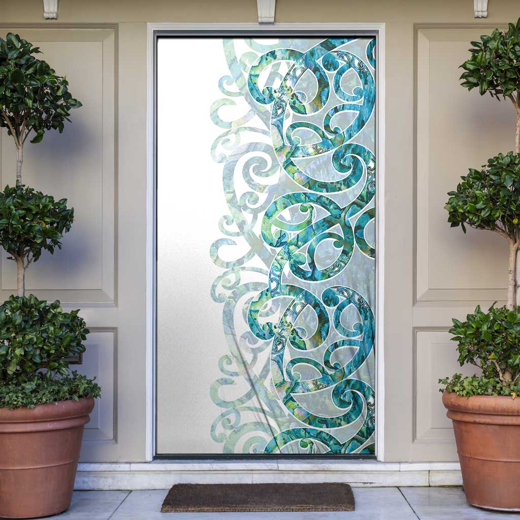 Paua Shell Maori Door Cover Koru Kowhaiwhai - Aussie Hoodie