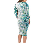 Paua Shell Maori Family Matching Long Sleeve Bodycon Dress and Hawaiian Shirt Koru Kowhaiwhai - Aussie Hoodie