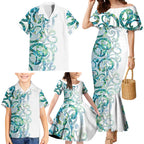 Paua Shell Maori Family Matching Mermaid Dress and Hawaiian Shirt Koru Kowhaiwhai - Aussie Hoodie