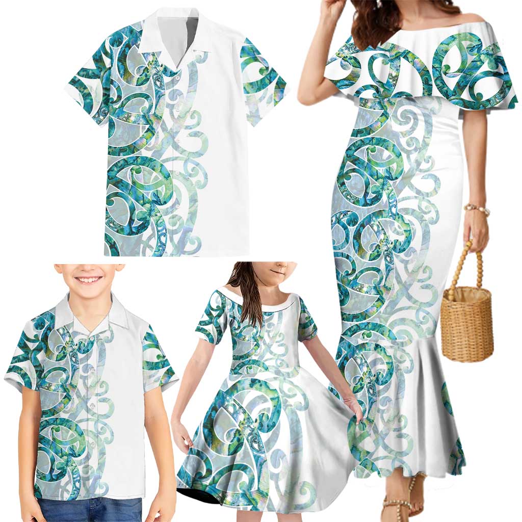 Paua Shell Maori Family Matching Mermaid Dress and Hawaiian Shirt Koru Kowhaiwhai - Aussie Hoodie