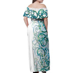 Paua Shell Maori Family Matching Off Shoulder Maxi Dress and Hawaiian Shirt Koru Kowhaiwhai - Aussie Hoodie