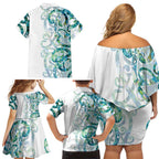Paua Shell Maori Family Matching Off Shoulder Short Dress and Hawaiian Shirt Koru Kowhaiwhai - Aussie Hoodie