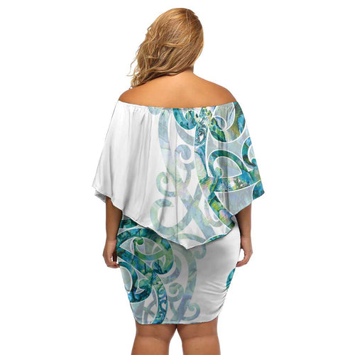 Paua Shell Maori Family Matching Off Shoulder Short Dress and Hawaiian Shirt Koru Kowhaiwhai - Aussie Hoodie