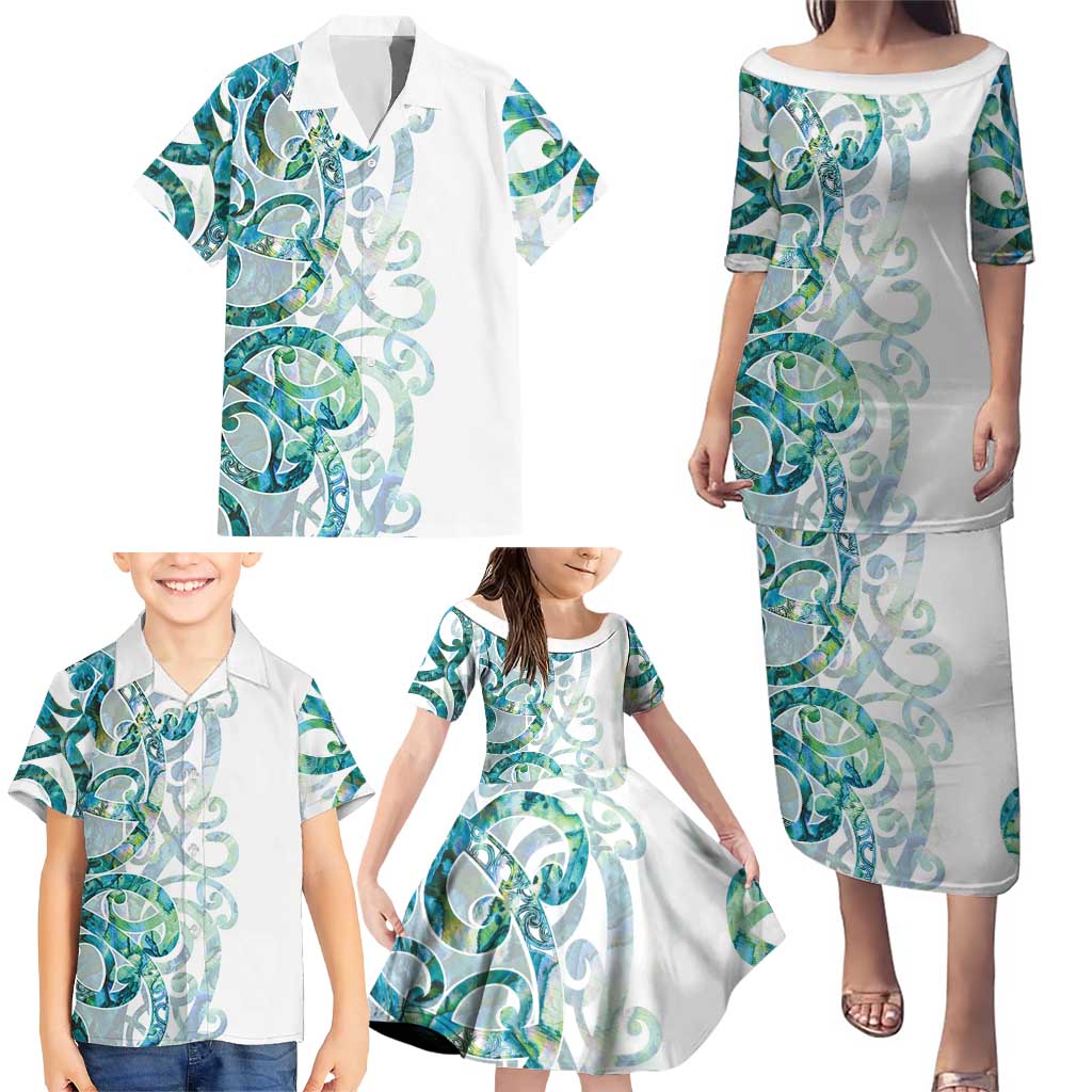 Paua Shell Maori Family Matching Puletasi and Hawaiian Shirt Koru Kowhaiwhai - Aussie Hoodie