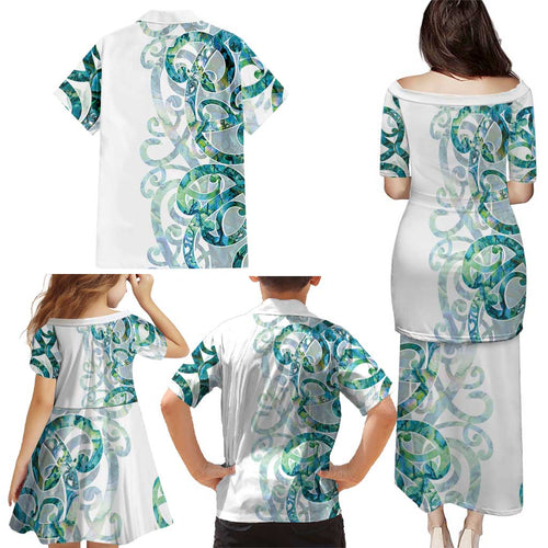 Paua Shell Maori Family Matching Puletasi and Hawaiian Shirt Koru Kowhaiwhai - Aussie Hoodie