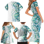 Paua Shell Maori Family Matching Short Sleeve Bodycon Dress and Hawaiian Shirt Koru Kowhaiwhai - Aussie Hoodie