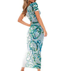 Paua Shell Maori Family Matching Short Sleeve Bodycon Dress and Hawaiian Shirt Koru Kowhaiwhai - Aussie Hoodie