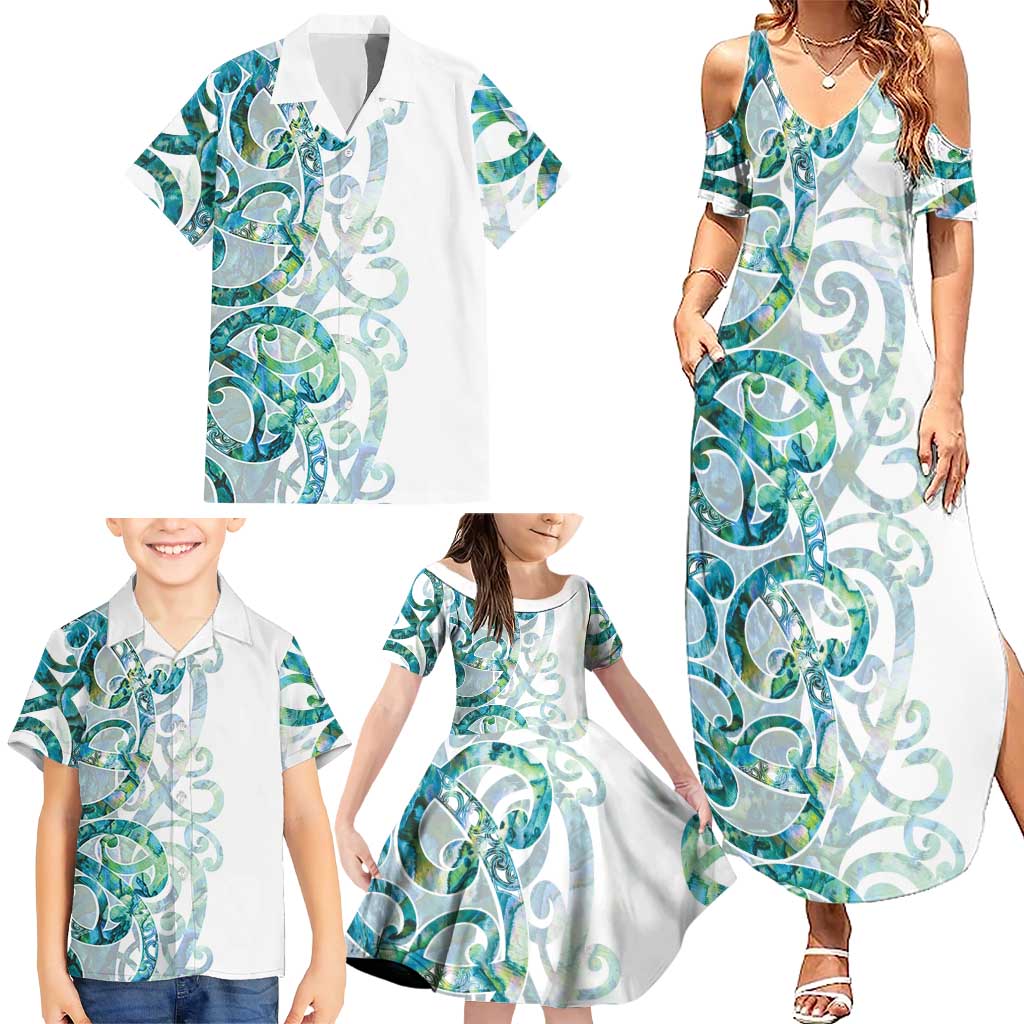 Paua Shell Maori Family Matching Summer Maxi Dress and Hawaiian Shirt Koru Kowhaiwhai - Aussie Hoodie