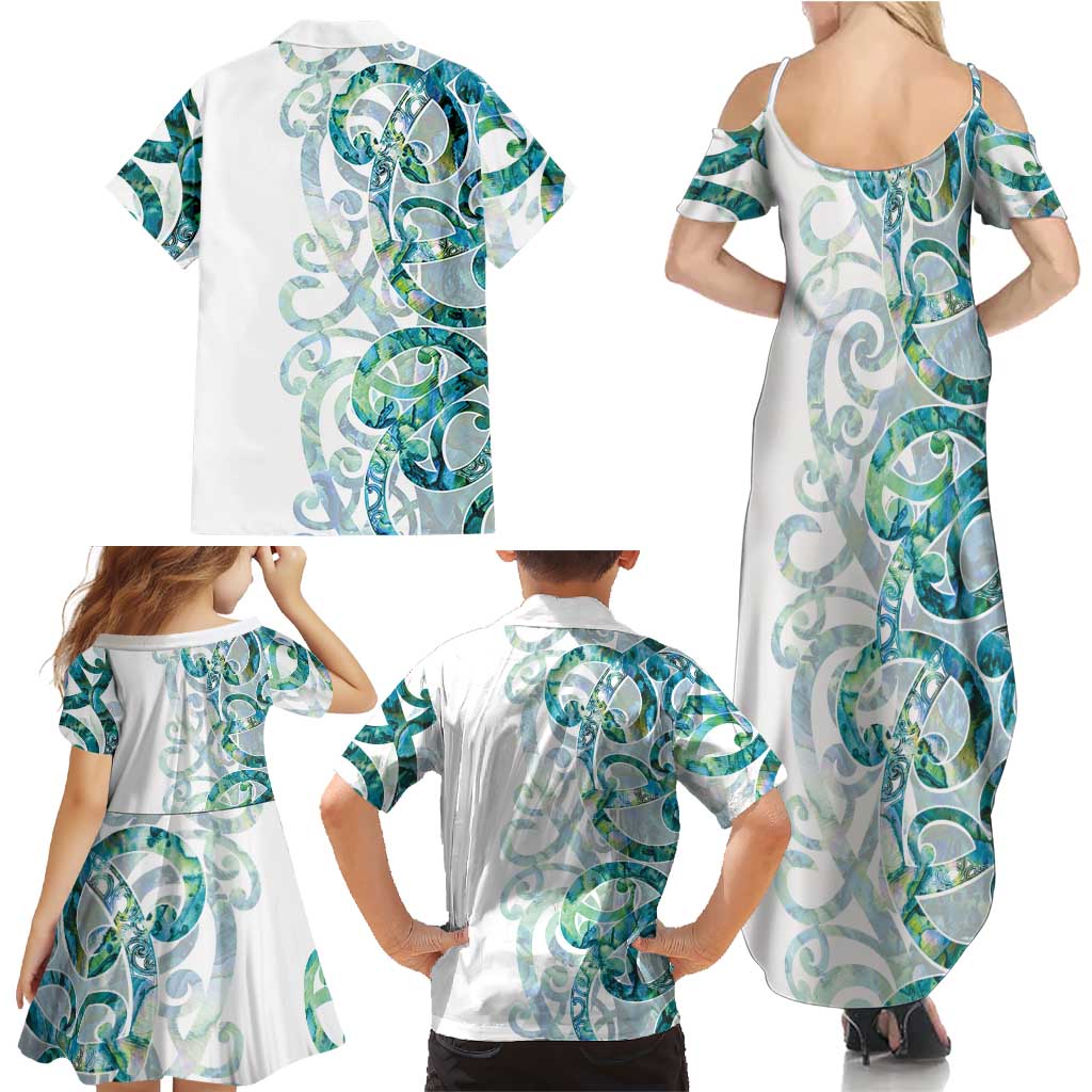 Paua Shell Maori Family Matching Summer Maxi Dress and Hawaiian Shirt Koru Kowhaiwhai - Aussie Hoodie