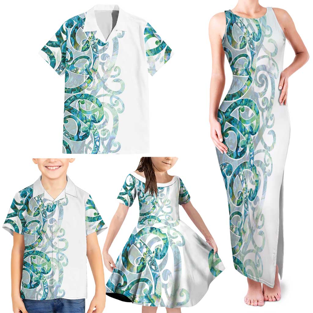 Paua Shell Maori Family Matching Tank Maxi Dress and Hawaiian Shirt Koru Kowhaiwhai - Aussie Hoodie
