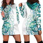 Paua Shell Maori Hoodie Dress Koru Kowhaiwhai - Aussie Hoodie