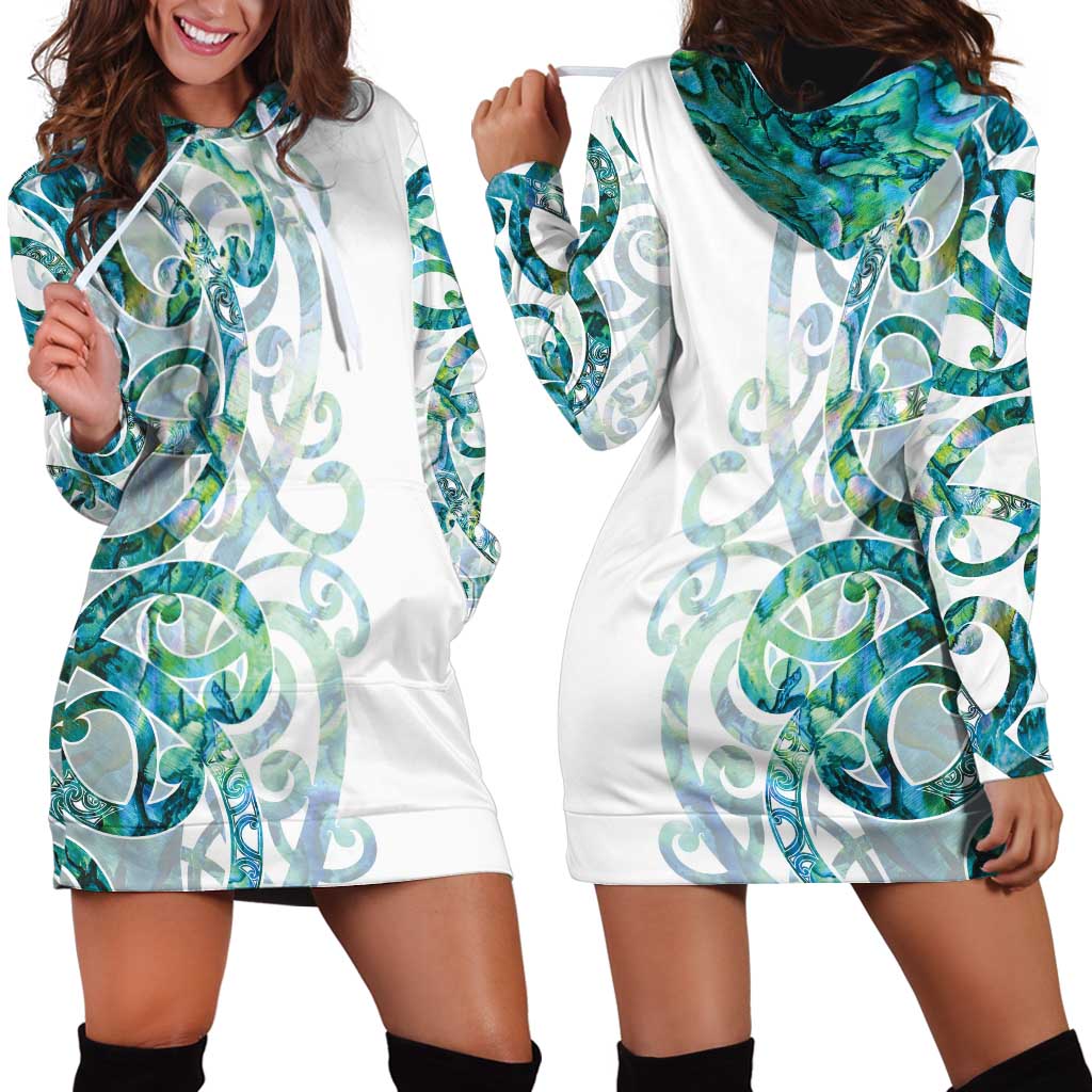 Paua Shell Maori Hoodie Dress Koru Kowhaiwhai - Aussie Hoodie