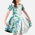 Paua Shell Maori Kid Short Sleeve Dress Koru Kowhaiwhai - Aussie Hoodie