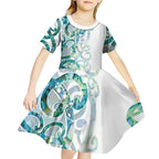 Paua Shell Maori Kid Short Sleeve Dress Koru Kowhaiwhai - Aussie Hoodie