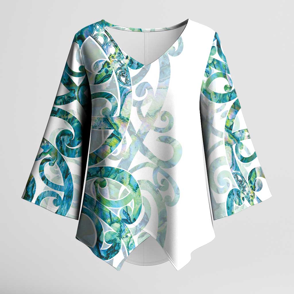 Paua Shell Maori Kimono Sleeve Blouse Koru Kowhaiwhai - Aussie Hoodie