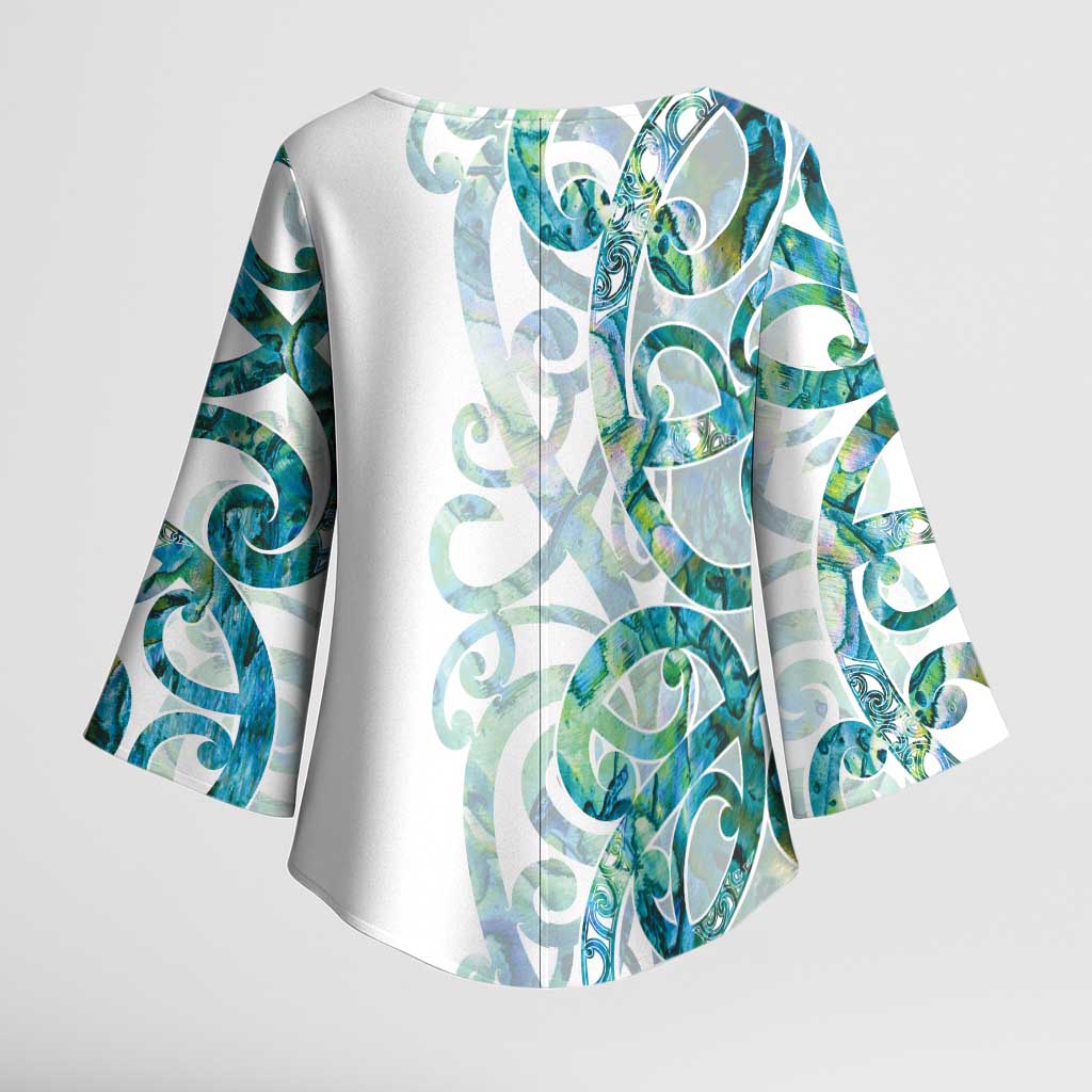 Paua Shell Maori Kimono Sleeve Blouse Koru Kowhaiwhai - Aussie Hoodie