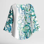 Paua Shell Maori Kimono Sleeve Blouse Koru Kowhaiwhai - Aussie Hoodie