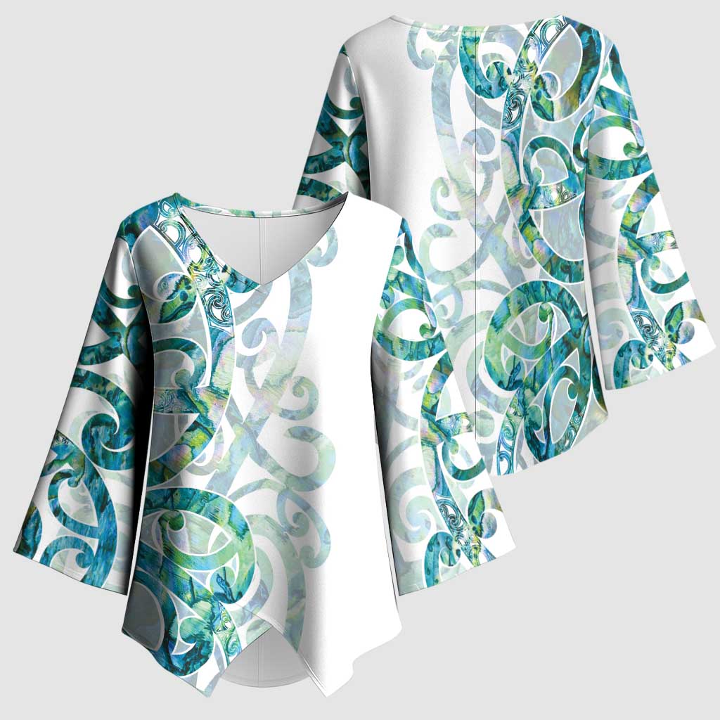 Paua Shell Maori Kimono Sleeve Blouse Koru Kowhaiwhai - Aussie Hoodie